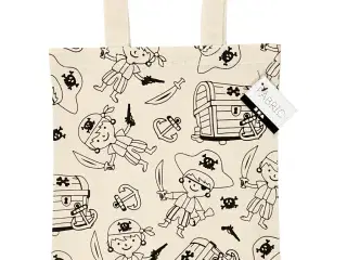 Mulepose med piratmotiv - 100% bomuld, 27,5x30 cm