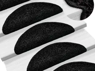 Trappemåtter 15 stk. 56x17x3 cm sorte halvrunde