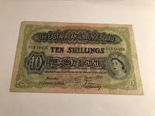 Ten Shillings East Africa 1955