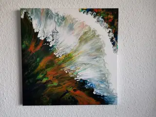 Akryl maleri i pouring teknik 40 x 40 cm