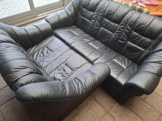 Sofa grubbe 2 og 3 sort lædet