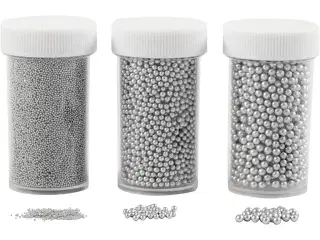 Mini Glaskugler, str. 0,6-0,8+1,5-2+3 mm, sølv, 3x45g/ 1 pk.