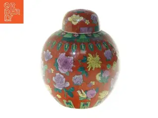 Dekorativ kinesisk krukke med låg (str. 18x20 cm)