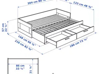 Sengestel, sovesofa, med 2 skuffer