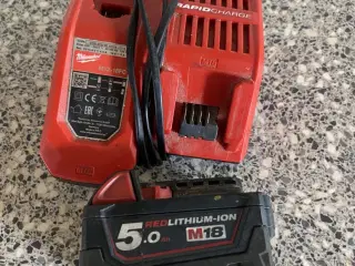Milwaukee lyn lader og batteri 