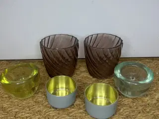 6 Farverige fyrfadslys stager