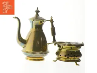 Messing kaffekande med varmebrikse (str. 26 cm)