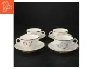 Porcelænstekopper med underkopper (str. Ø 13 cm og ø 8 cm x 5 cm)