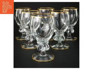 6 stk glas med guldkant (str. 6 stk Ø 7 cm længde 13 cm)
