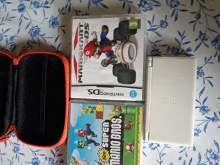 Nintendo DS med Mario Kart og Super Mario spil
