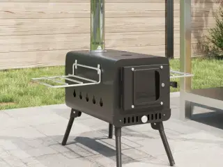 Teltovn med skorsten og foldbare ben stål sort