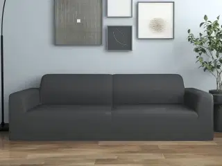 Elastisk 3-personers sofabetræk polyesterjersey antracitgrå