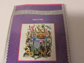 Broderisæt 18 x 13 cm mønster, nål, garn, stof 