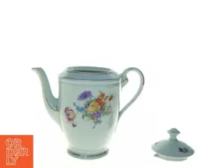 Vase? Porcelæn tekande med blomstermotiver (str. 20 x 14 cm)