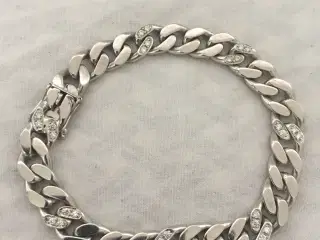14K Hvidguld “Panser” Armbånd med 28 brillanter