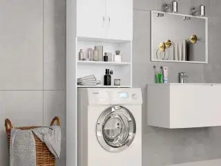 Vaskemaskineskab 64x25,5x190 cm konstrueret træ hvid