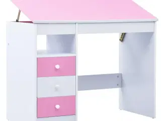 Børneskrivebord vippebart lyserød og hvid