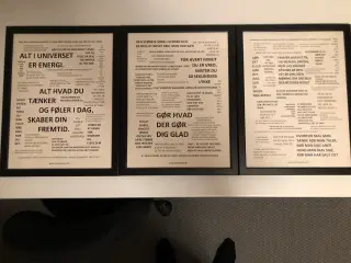 3 citatplakater i sorte rammer