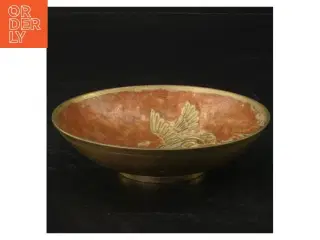 Cloisonne Messing skål med dekorativt emalje mønster (str. Ø. 12 cm)