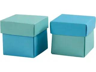 Fold-selv-æske, str. 5,5x5,5 cm, 250 g, lys turkis/mørk turk, 10stk./ 1 pk.