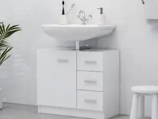 Badeværelsesskab til håndvask 63x30x54 cm konstrueret træ hvid