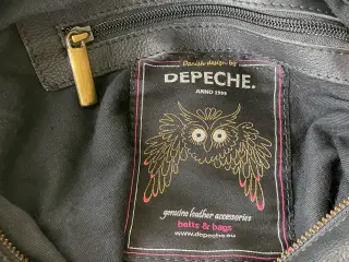 Depeche skuldertaske i sort læder