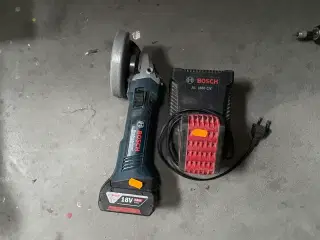 Vinkelsliber BOSCH Med lader og batteri