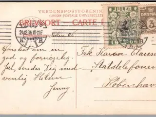 Julemærke 1906 på Postkort - Stemplet 24 - 12 - 1906