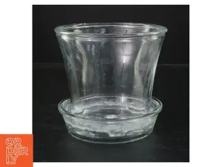 Glasurtepotte med underskål (str. Ø 15 cm)