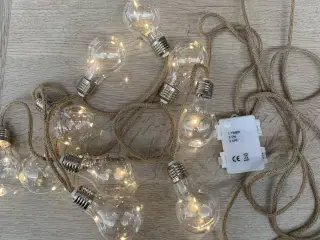 5 stk lyskæder med jutesnor på batterier