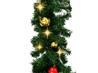Juleguirlande dekoreret med kugler og LED-lys 10 m