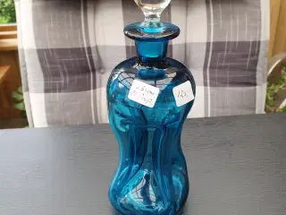 Blå Holmegaard klukflaske