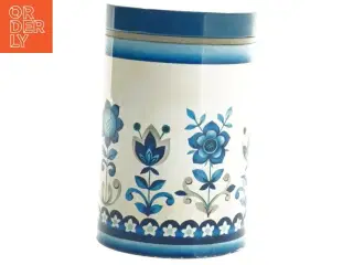 Retro Emaljeret dåse med blomstermotiv (str. 14 x 9 cm)
