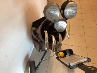 Golfsæt komplet vogn, bag, køll/jern