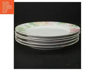 5 Porcelænstallerkener med blomstermotiv (str. 5 styk. ø. 23 cm)