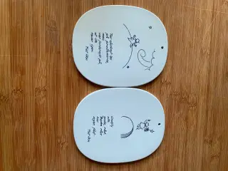  2 Piet Hein platter i kongeligt porcelæn 