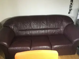3pers sofa i rød læder
