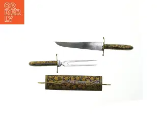 Guld ornamenteret Forskærersæt med skede (str. 45 cm)