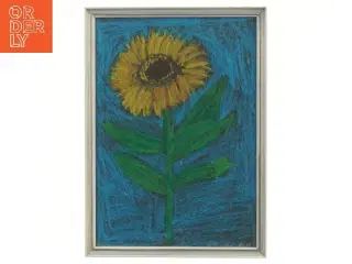Billede af solsikke i ramme (str. 32x23 cm)