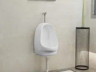Væghængt urinal med skylleventil keramisk hvid
