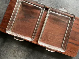Elegant Vintage Wiggers Cabaretfad i Teak med Glas