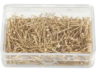 Knappenåle, L: 16 mm, tykkelse 0,65 mm, ca. 500 stk., guld, 35 g/ 1 pk.