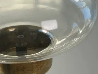 Vintage messing olielampe med klar glaskuppel – el