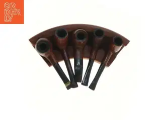 Samling af træpiber med holder (str. 25,5 cm)