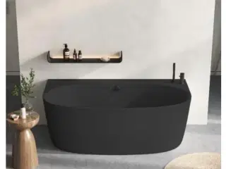 Strømberg Arden Back-To-Wall badekar 1600 x 860 mm - Mat sort