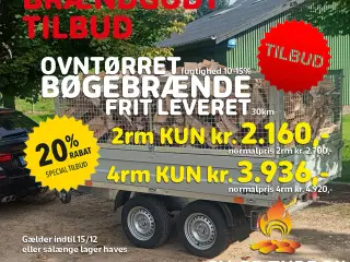 Ovntørret bøgebrænde, frit leveret 30 km.