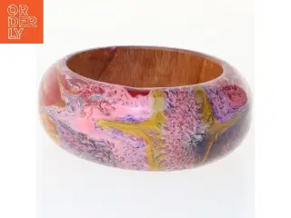 Dekoreret træarmbånd (str. Ø 9,5 cm)