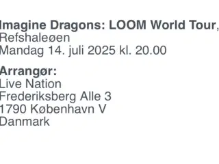 3 billetter til Imagine Dragons 14. juli 2025