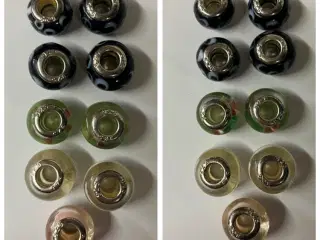 Charms i glas og sterling sølv 