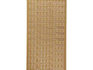 Stickers, tal, ark 10x23 cm, guld, 1 ark